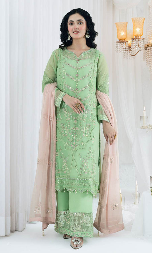 MAAHI BY SHAMOOZ Embroidered Chiffon Unstitched 3pcs - Jotey