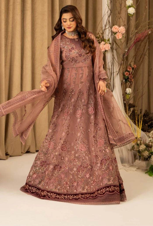 HOC By Humdum Luxury Embroidered Organza Unstitched 3pcs - Jotey