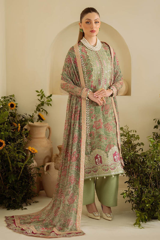 Amaya By Nureh Embroidered Luxury Chiffon Unstitched 3pcs - Jotey