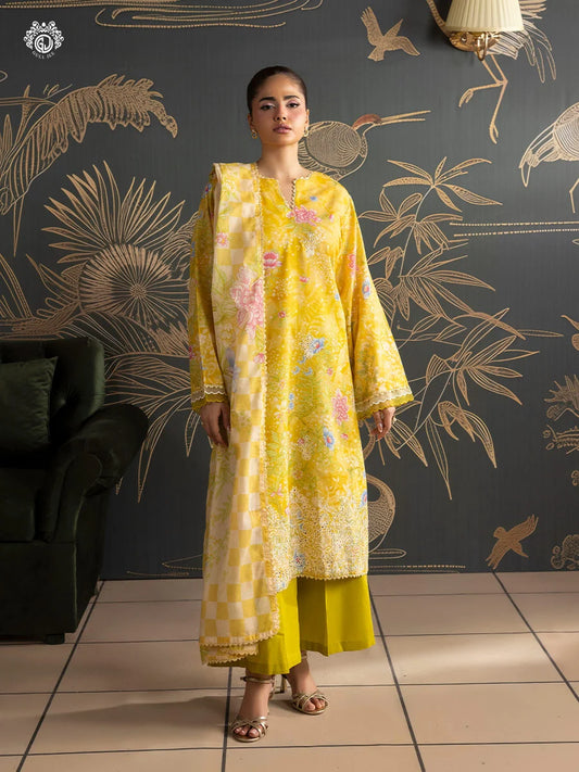 Mishaal By Gull Jee Embroidered Edit'26 Digital Printed Lawn Unstitched 3Pcs
