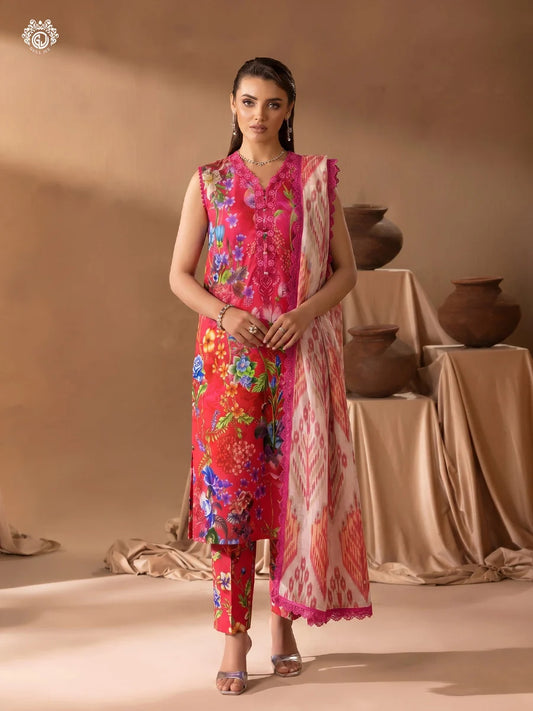 Printkari By Gull Jee Embroidered Digital Printed Lawn Unstitched 3Pcs