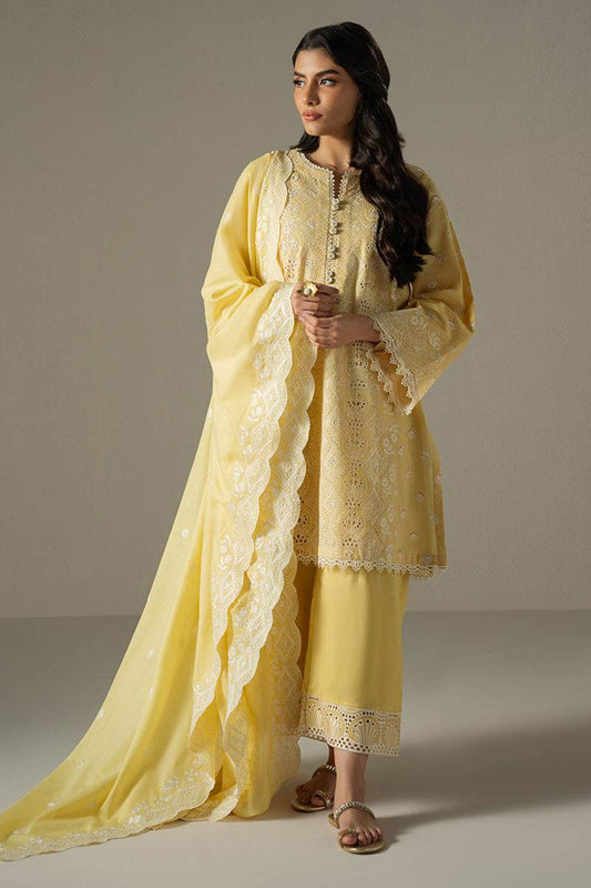 Cross Stitch Chikankari Embroidered Unstitched 3pcs - Jotey