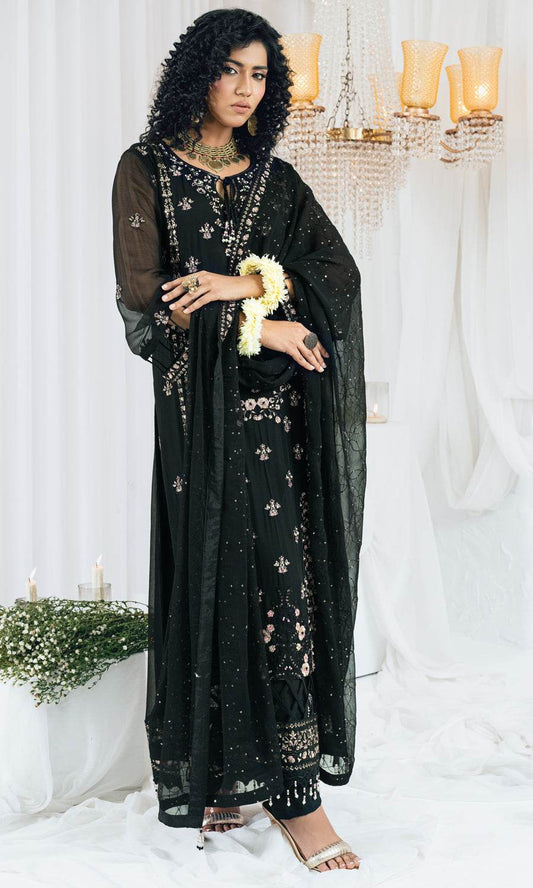 MAAHI BY SHAMOOZ Embroidered Chiffon Unstitched 3pcs - Jotey