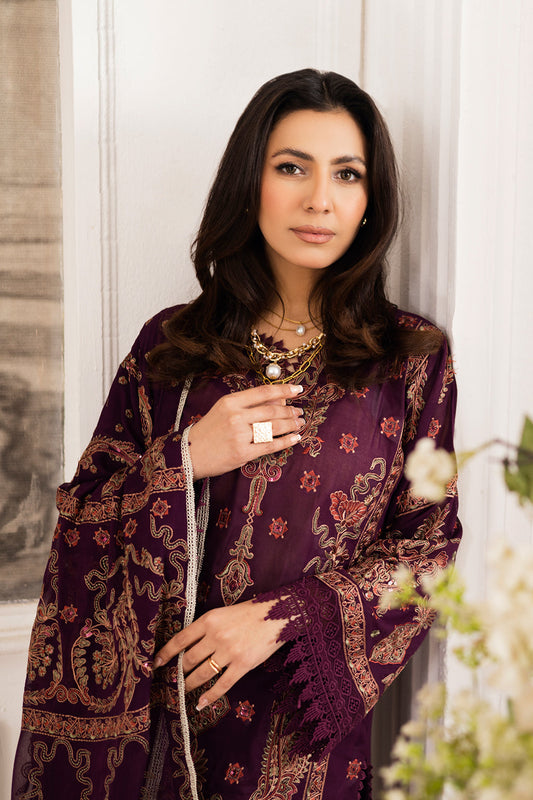 Johra Gold Swiss Voil Heavy Embroidered Lawn Unstitched 3Pcs