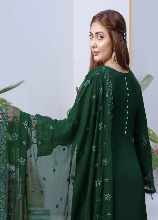 BIN KHALID Shehnai Formal Chiffon Embroidered Semi-Stitched 3pcs - Jotey