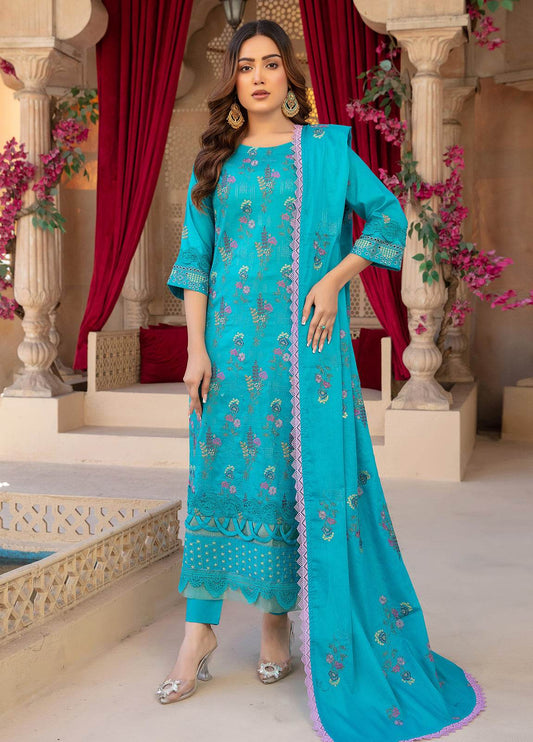 Anaya Hoor Saffron Embroidered Lawn Unstitched 3pcs - Jotey