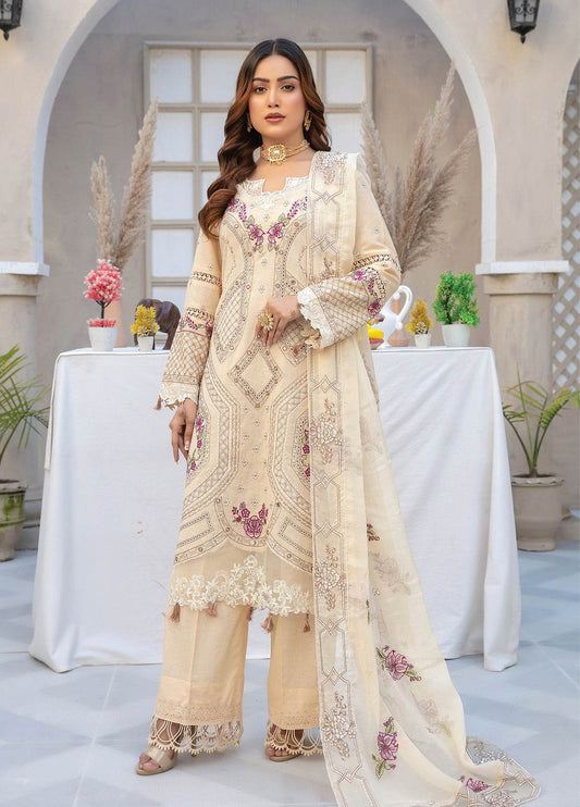Anaya Hoor Feroza Embroidered Unstitched Lawn 3pcs - Jotey