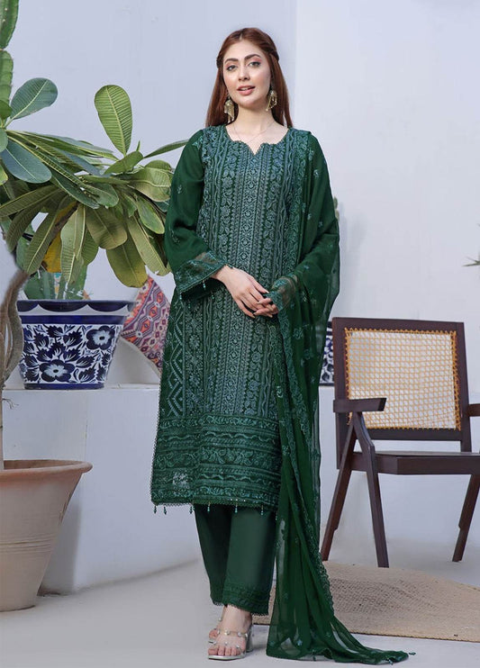 BIN KHALID Shehnai Formal Chiffon Embroidered Semi-Stitched 3pcs - Jotey