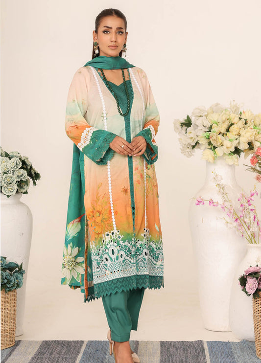 Inshal by Johra Chikankari + Printed Lawn Unstitched 3Pcs