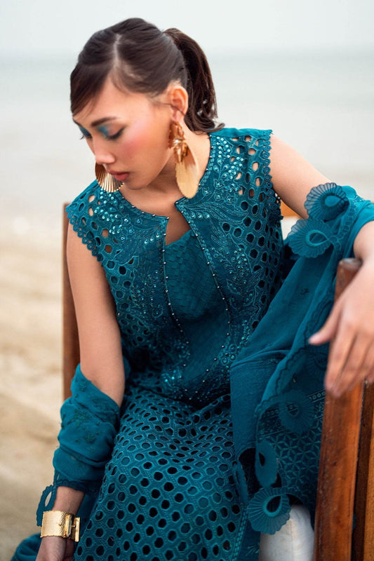 Nureh Khuwab Ebroidered & Embellished Swiss Voil Unstitched 3pcs - Jotey