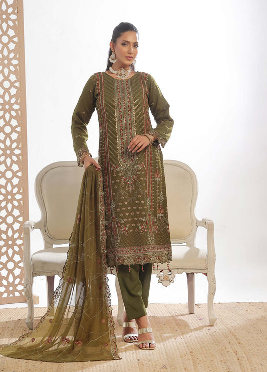 Darshan By Bin Hameed Luxury Embroidered Chiffon Semi-Stitched 3 Piece