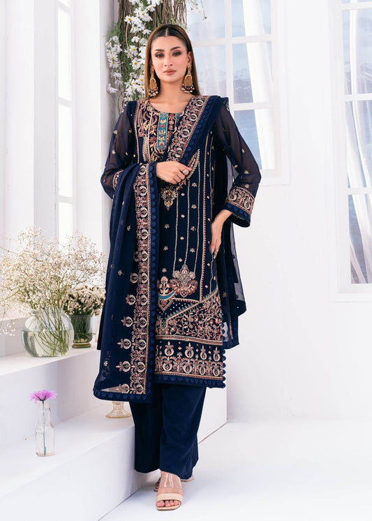 Lallaria By Noorma Kaamal Embroidered Chiffon Unstitched 3pcs - Jotey