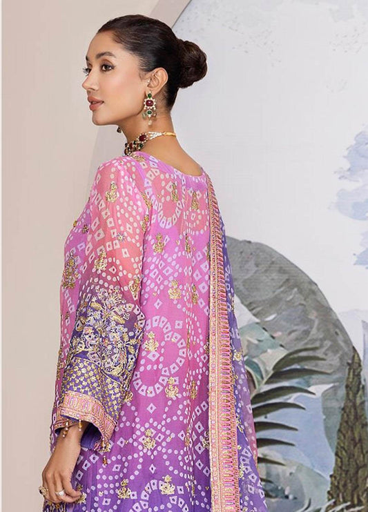 Nova By ZA Clothes Embroidered Chiffon Semi-Stitched 3pcs - Jotey