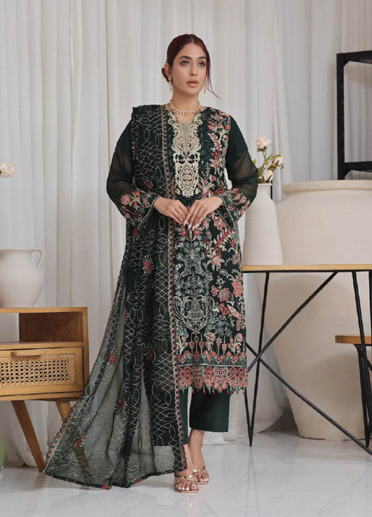 Nisha Embroidered Chiffon Semi-Stitched 3pcs - Jotey