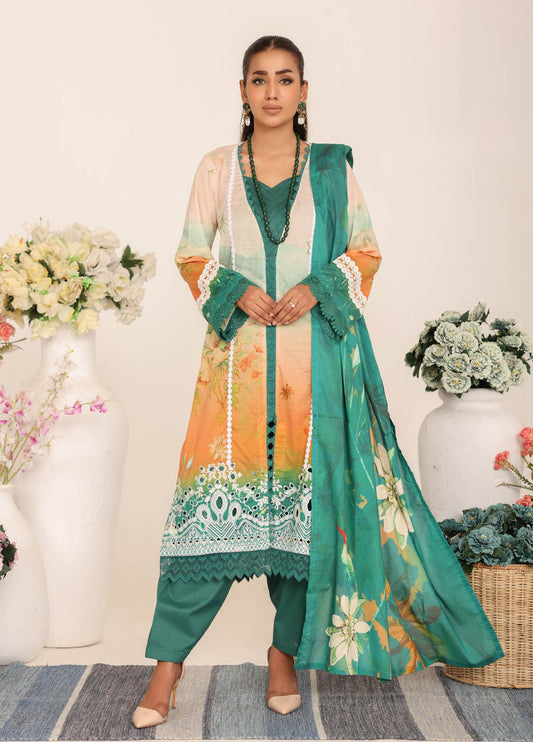 Inshal by Johra Chikankari + Printed Lawn Unstitched 3Pcs