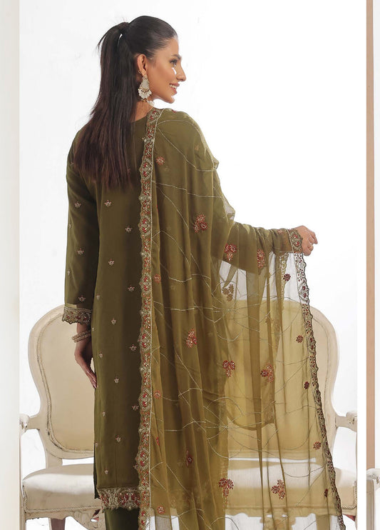 Darshan By Bin Hameed Luxury Embroidered Chiffon Semi-Stitched 3 Piece