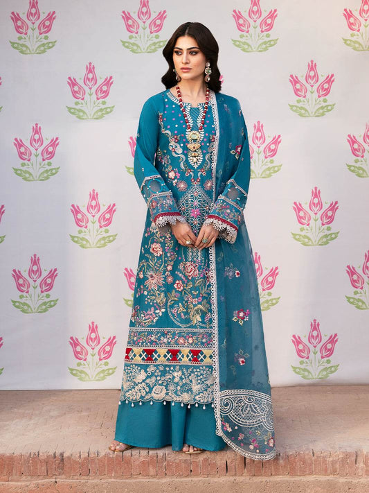Husn Jahan By Mahnur Embroidered Luxury Lawn Unstitched 3pcs - Jotey