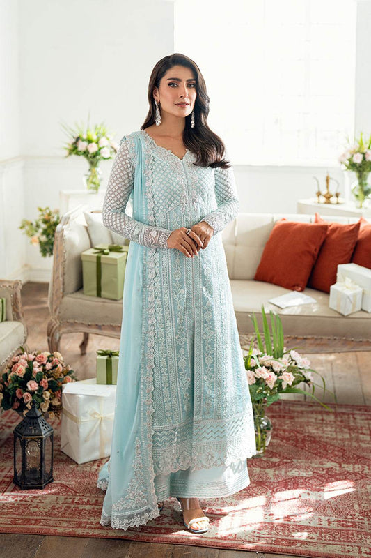 Azure Luxe'25 Embroidered Chiffon Unstitched 3pcs - Jotey