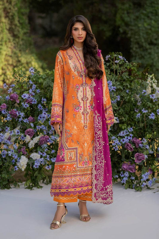 Luxe Silk By Qalamkar Embroidered Unstitched 3pcs - Jotey
