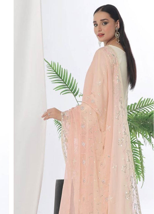 Chandni Raatein By Bin Khalid Embroidered Chiffon Unstitched 3pcs - Jotey