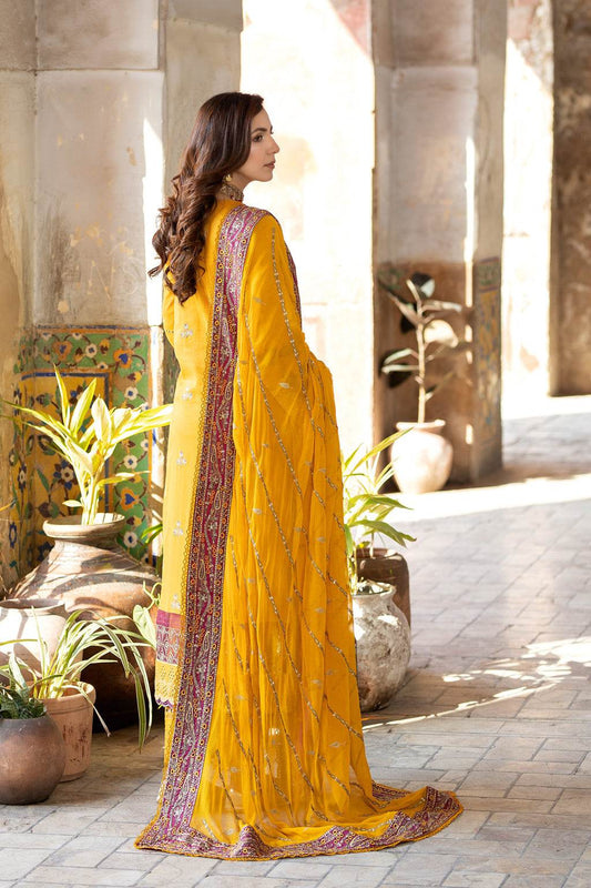 Premium Gold Swiss By Johra Vol-02 Embroidered Chiffon Unstitched 3Pcs - Jotey