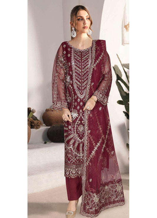 Ramsha Luxury Festive Formals Embroidered Unstitched 3pcs - Jotey