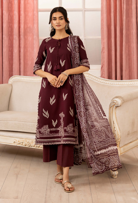 Inara By Humdum Embroidered Lawn'25 Unstitched 3pcs