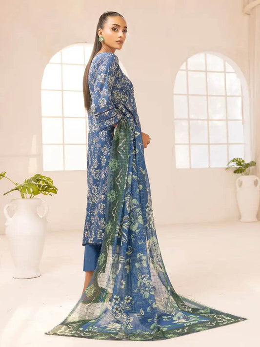 Printkari By Nur Embroidered Printed Lawn Unstitched 3pcs - Jotey