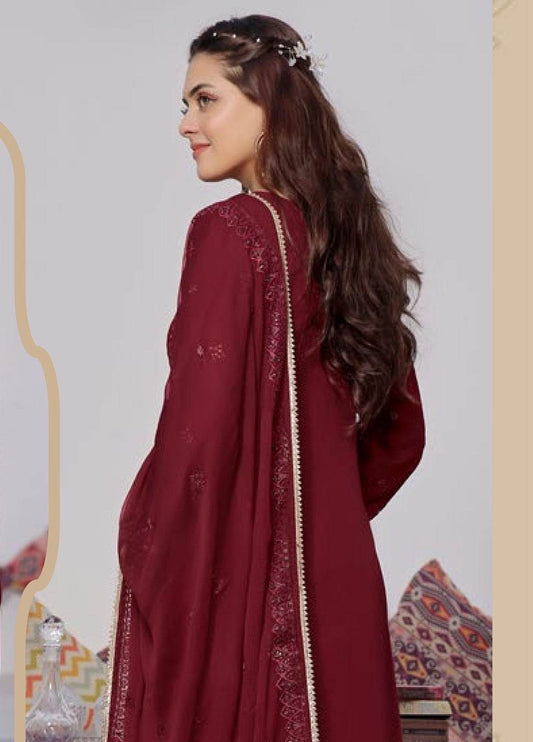 BIN KHALID Shehnai Formal Chiffon Embroidered Semi-Stitched 3pcs - Jotey