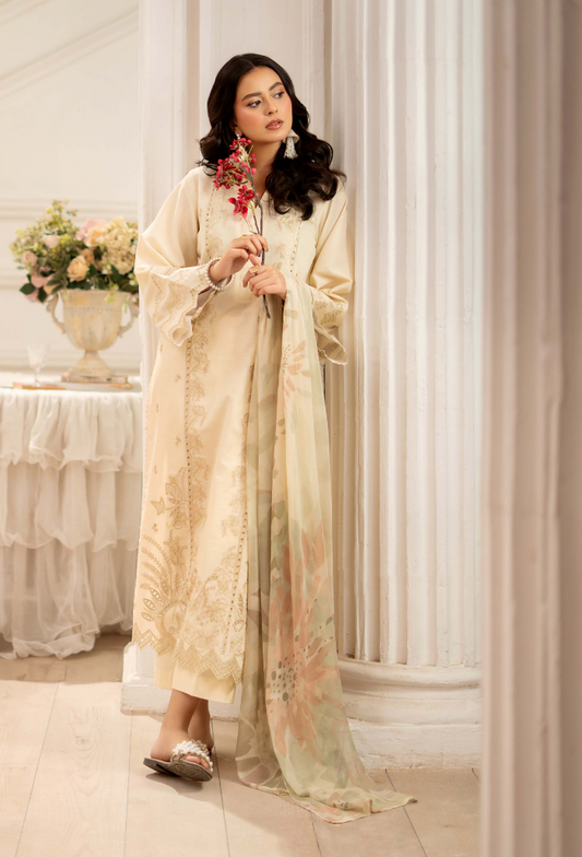 Inara By Humdum Embroidered Lawn'25 Unstitched 3pcs