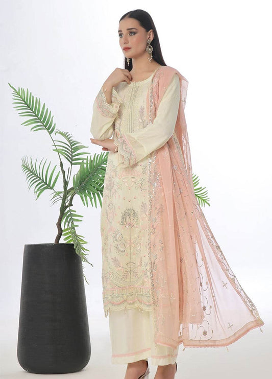 Chandni Raatein By Bin Khalid Embroidered Chiffon Unstitched 3pcs - Jotey