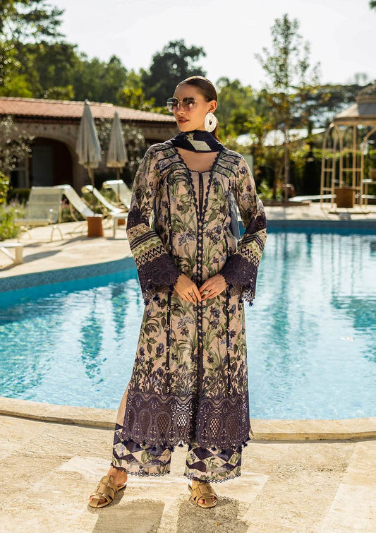 Elaf Print Chikankari Unstitched Lawn 3pcs - Jotey