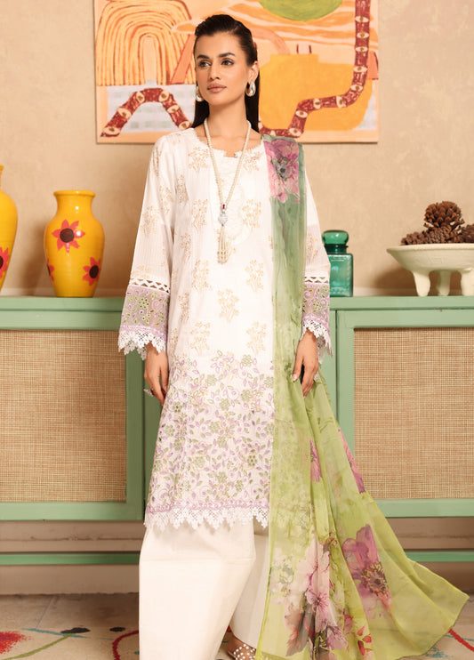 Milhaan By Johra Embroidered Chikankari & Gold Printed Lawn Unstitched 3Pcs