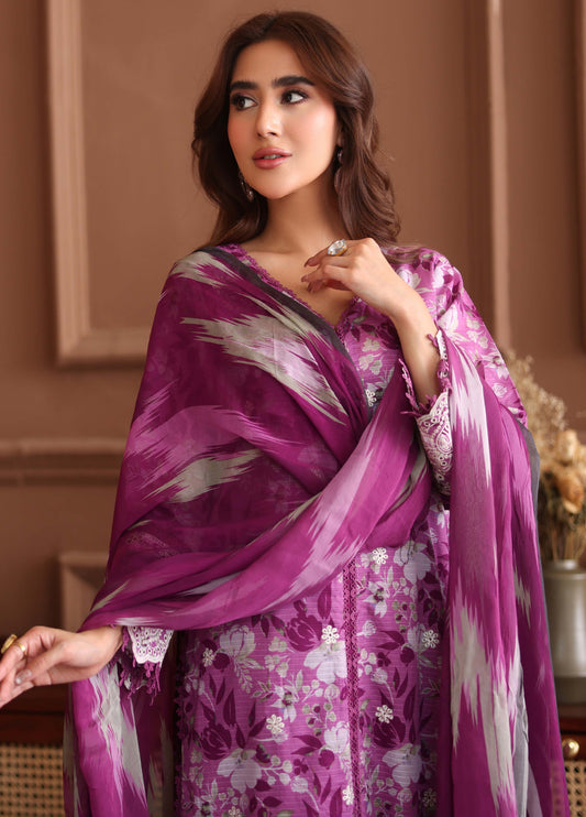 Keyaan By Johra Embroidered Chikankari Printed Bana Dora Lawn Unstitched 3Pcs