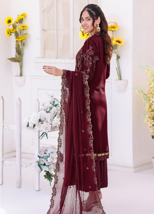 Ghungroo By Bin khalid Embroidered Chiffon Unstitched Three Piece