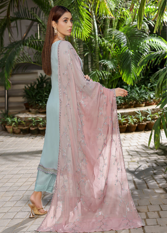 Mushk By Bin khalid Embroidered Fancy Chiffon Unstitched Three Piece