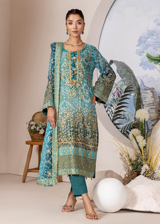 Nova By ZA Clothes Embroidered Chiffon Semi-Stitched 3pcs - Jotey