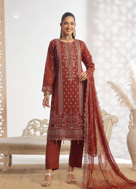 Darshan By Bin Hameed Luxury Embroidered Chiffon Semi-Stitched 3 Piece