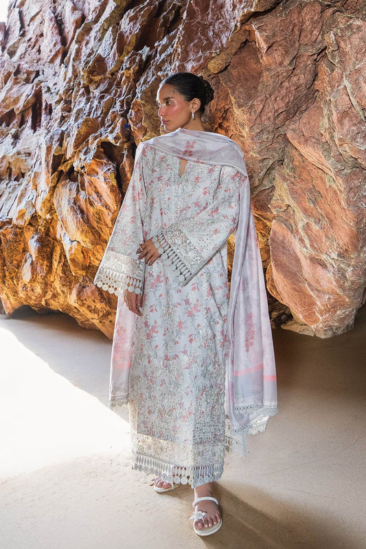 AFROZEH Endless Summer'25 Embroidered Printed Lawn 3pcs - Jotey