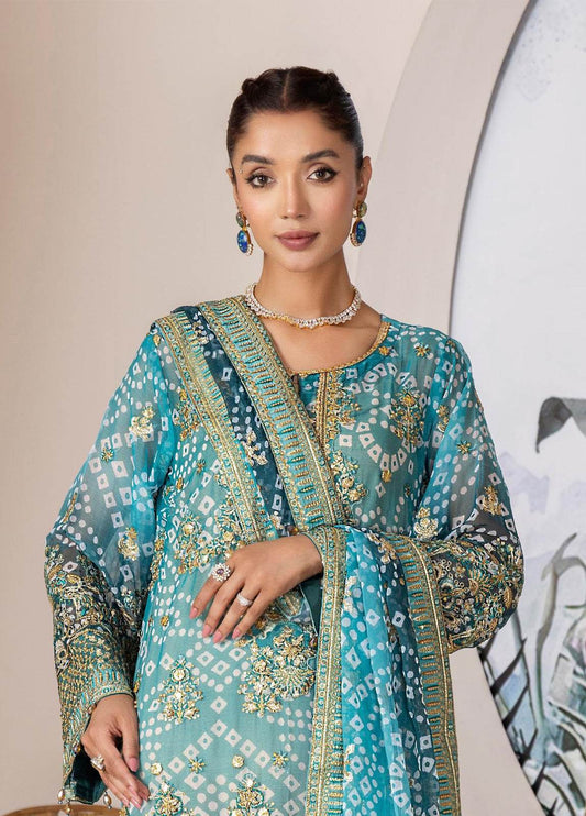 Nova By ZA Clothes Embroidered Chiffon Semi-Stitched 3pcs - Jotey