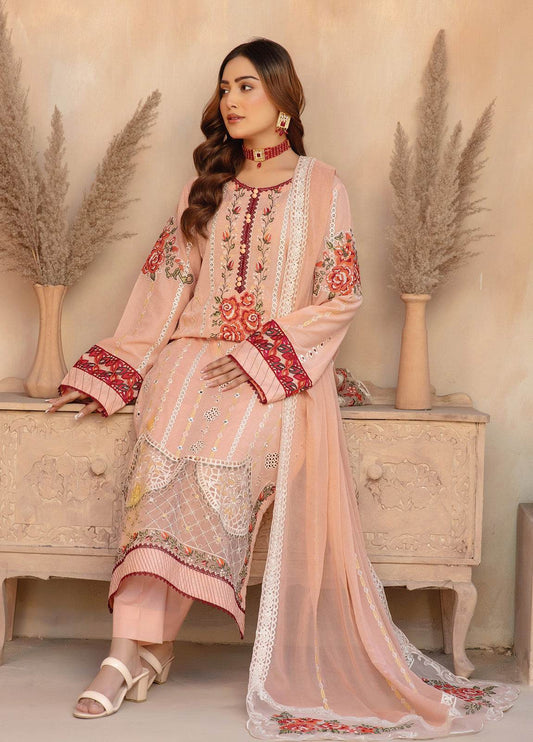 Anaya Hoor Swiss Saga Embroidered Unstitched Lawn 3pcs - Jotey
