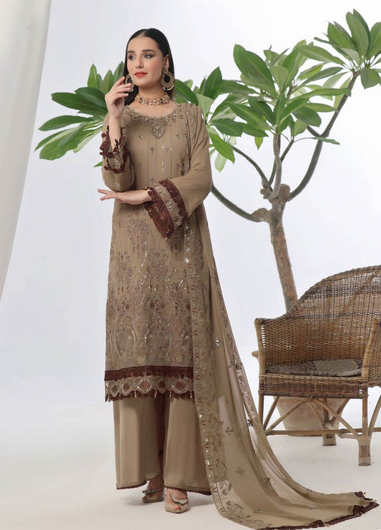 Chandni Raatein By Bin Khalid Embroidered Chiffon Unstitched 3pcs - Jotey