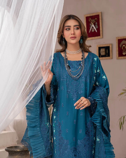Manizay Gul Maina Embroidered Lawn 3pcs - Jotey
