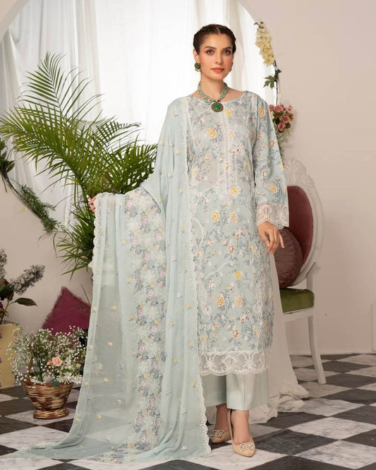 Manizay Super Anmol Embroidered Lawn 3pcs - Jotey