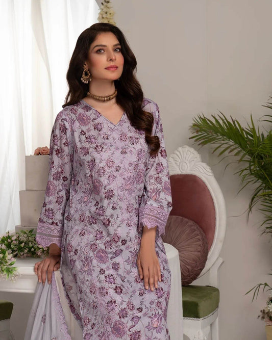 Manizay Super Anmol Embroidered Lawn 3pcs - Jotey