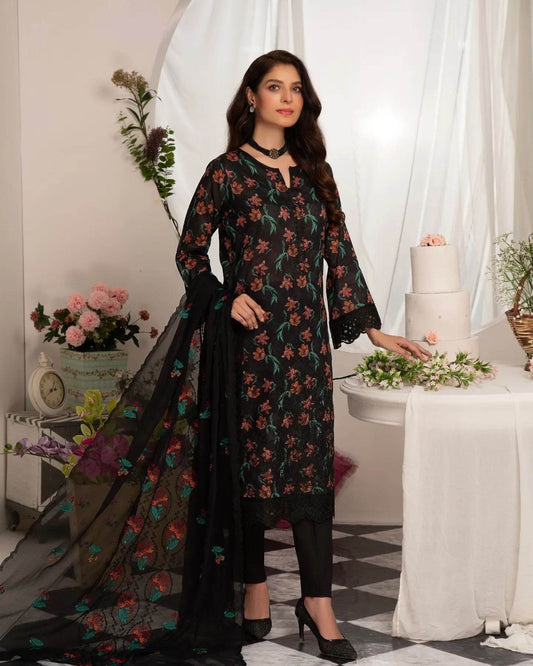 Manizay Super Anmol Embroidered Lawn 3pcs - Jotey