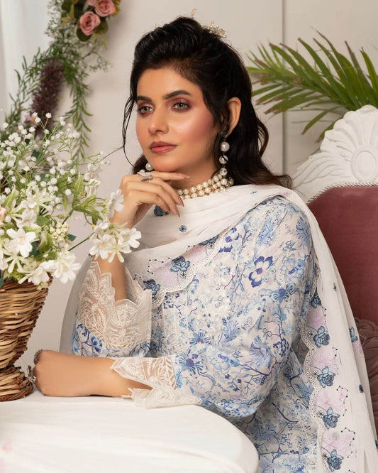 Manizay Super Anmol Embroidered Lawn 3pcs - Jotey