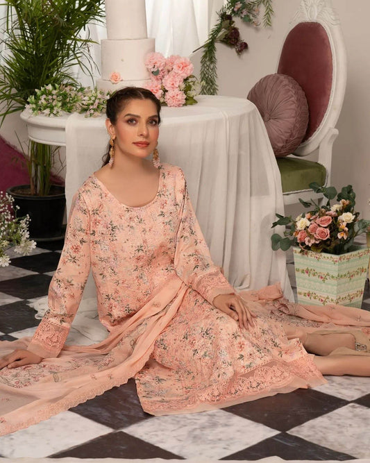 Manizay Super Anmol Embroidered Lawn 3pcs - Jotey