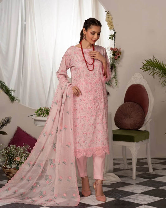 Manizay Super Anmol Embroidered Lawn 3pcs - Jotey