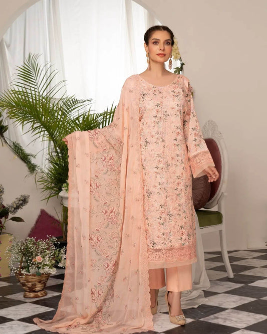 Manizay Super Anmol Embroidered Lawn 3pcs - Jotey